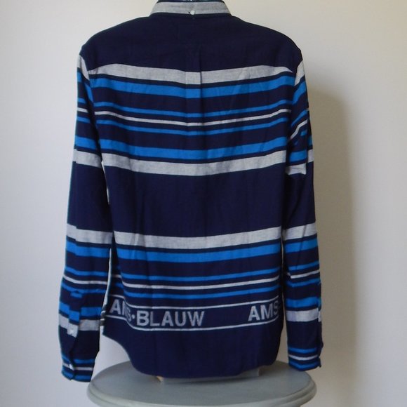 Scotch & Soda Amsterdams Blauw Button Front Wool Blend Flannel Shirt NWT - Picture 4 of 8
